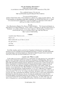 Which Future? Reflections by Evelin Lindner in Contribution to the Great Transition Network (GTN) Discussion of May 2020