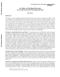 An Update on Palestinian Movement, Access and Trade in the West Bank and Gaza