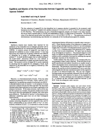 And Thiosulfate Ions in Aqueous Solution'