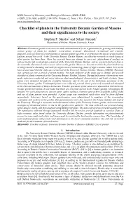 Checklist of Plants in the University Botanic Garden of Maseno and Their Significances to the Society