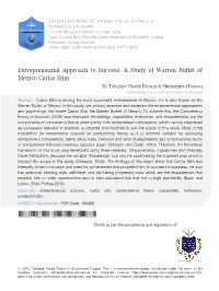 Entrepreneurial Approach to Success: a Study of Warren Buffet of Mexico