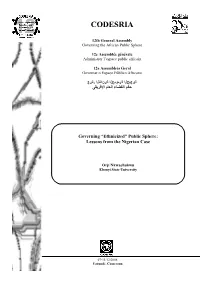 Governing “Ethnicized” Public Sphere: Lessons from the Nigerian Case