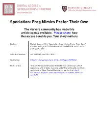 Speciation: Frog Mimics Prefer Their Own