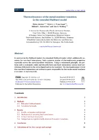 Thermodynamics of the Metal-Insulator Transition in the Extended Hubbard Model