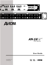 AN-16/I V.2 Input Module User Guide Vii Insert Send/Return Points