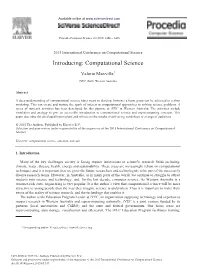 Computational Science Introducing: Computational Science