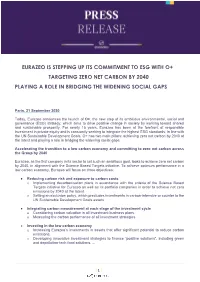 Eurazeo Is Stepping up Its Commitment to Esg with O+ Targeting Zero Net Carbon by 2040 Playing a Role in Bridging the Widening Social Gaps
