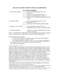 Fra Post-Accident Testing Guidance & Definitions