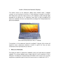 Guide to Widescreen Notebook Displays