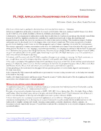 Pl/Sql Application Frameworks for Custom Systems