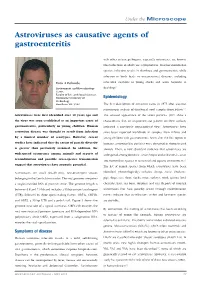 Astroviruses As Causative Agents of Gastroenteritis