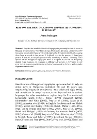 Keys for the Identification of Bryophytes Occurring in Hungary