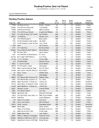 Reading Practice Quiz List Report Page 1 Accelerated Reader®: Tuesday, 02/21/12, 11:47 AM