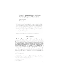 Toward a Monistic Theory of Science the “Strong Programme” Reconsidered