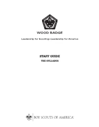 Staff Guide the Syllabus Wood Badge