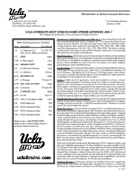 UCLA GYMNASTS HOST UTAH in HOME OPENER SATURDAY, JAN. 7 No