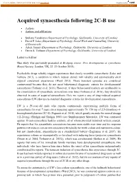 Acquired Synaesthesia Following 2C-B Use
