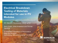 Electrical Breakdown Testing of Polymeric Materials Intended For