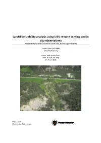 Landslide Stability Analysis Using UAV Remote Sensing and in Situ Observations a Case Study for the Charonnier Landslide, Haute Alps in France