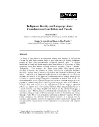 Some Data and Considerations from Canada and Bolivia