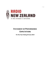 Statement of Performance Expectations Reflects Our Proposed Activities, Performance Targets and Forecast Financial Information for the Year Ending 30 June 2019