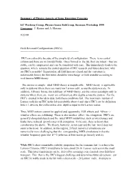 Summary of Physics Aspects of Some Emerging Concepts