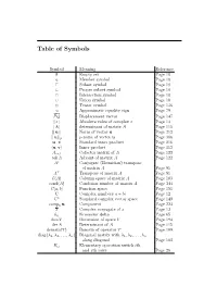 Table of Symbols
