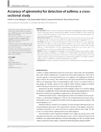 Accuracy of Spirometry for Detection of Asthma: a Cross-Sectional Study | ORIGINAL ARTICLE