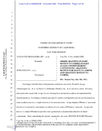 Case No. 5:10-Cv-02863-EJD ) 13 Plaintiffs, ) ORDER GRANTING-IN-PART 14 ) MOTION to STRIKE-IN-PART V