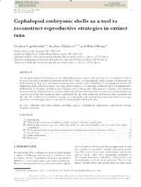 Cephalopod Reproductive Strategies Derived from Embryonic Shell Size