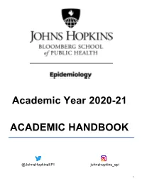Epidemiology Student Handbook 2020