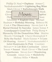 Literature Section TABLE of CONTENTS FOREWORD Mosaic Is a Magazine Created from the Efforts and Contributions of