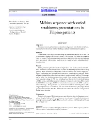 Möbius Sequence with Varied Strabismus Presentations in Filipino Patients