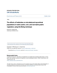 The Effects of Herbicides on Microbial and Mycorrhizal Populations in Native Prairie, Corn, and Non-Native Prairie Vegetation, Using the Biolog Technique