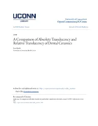 A Comparison of Absolute Translucency and Relative Translucency of Dental Ceramics Lisa Spink University of Connecticut Health Center