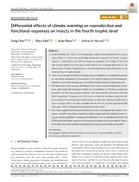 Differential Effects of Climate Warming on Reproduction and Functional Responses on Insects in the Fourth Trophic Level