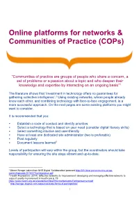 Online Platforms and Communities of Practice