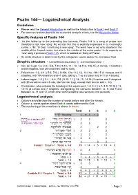 Psalm 144— Logotechnical Analysis Guidelines • Please Read the General Introduction As Well As the Introduction to Book I and Book V
