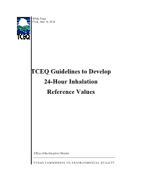 TCEQ Guidelines to Develop 24-Hour Inhalation Reference Values