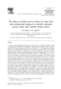 The Effect of Surface-Active Solutes on Water Flow and Contaminant Transport in Variably Saturated Porous Media with Capillary Fringe Effects