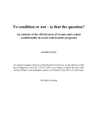 To Condition Or Not – Is That the Question?