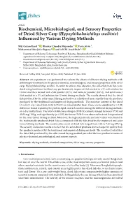 Biochemical, Microbiological, and Sensory Properties of Dried Silver Carp (Hypophthalmichthys Molitrix) Inﬂuenced by Various Drying Methods