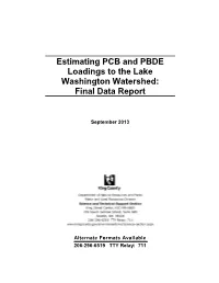 Estimating PCB and PBDE Loadings to the Lake Washington Watershed: Final Data Report
