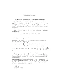 MATH 320 NOTES 4 5.4 Invariant Subspaces and Cayley-Hamilton