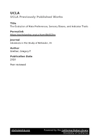 The Evolution of Mate Preferences, Sensory Biases, and Indicator Traits. in H