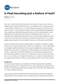 Is Paas Becoming Just a Feature of Iaas?