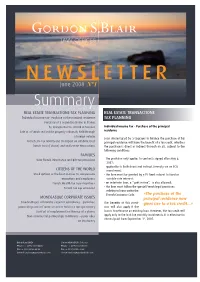 NEWSLETTER June 2008 N°1 Summary