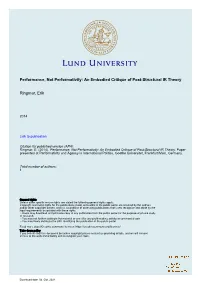 Performance, Not Performativity: an Embodied Critique of Post-Structural IR Theory