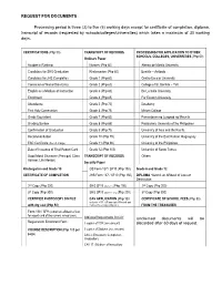 REQUEST for DOCUMENTS Processing Period Is Three (3) to Five