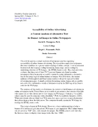 A Content Analysis of Alternative Text for Banner Ad Images in Online